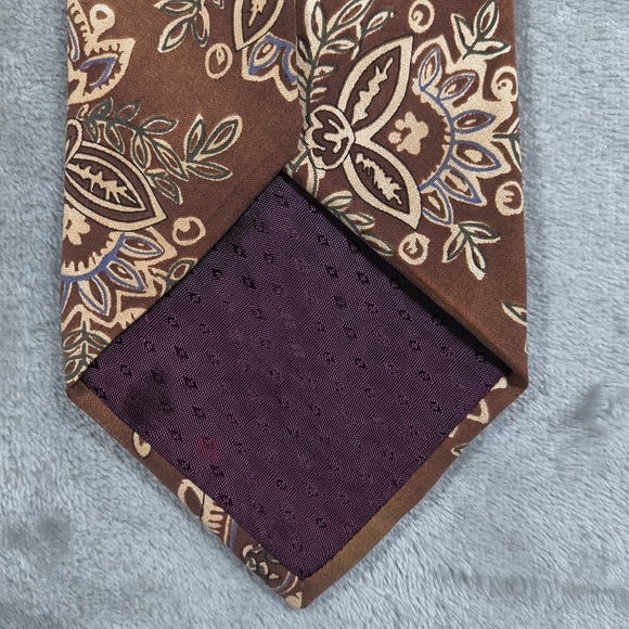 Vintage Monsieur Givenchy Tie Mens 56x4 Brown Paisley Necktie Floral Made In USA - Picture 8 of 11